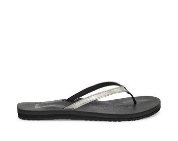 Sanuk Yoga Joy Shimmer Women's Flip Flops Silver | Canada 108OKI